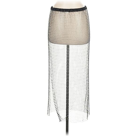 Zara Black Mesh Rhinestone Sheer Skirt M-L - Picture 3 of 3